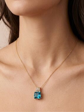 Sparkling Costume Blue Topaz Necklace